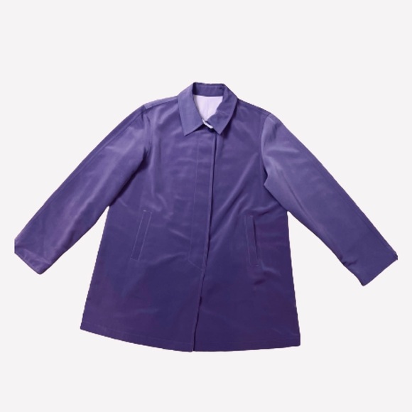 Fleet Street Reversible Jacket Coat  Purple Silk Pockets Button Up Size Large - Picture 6 of 11